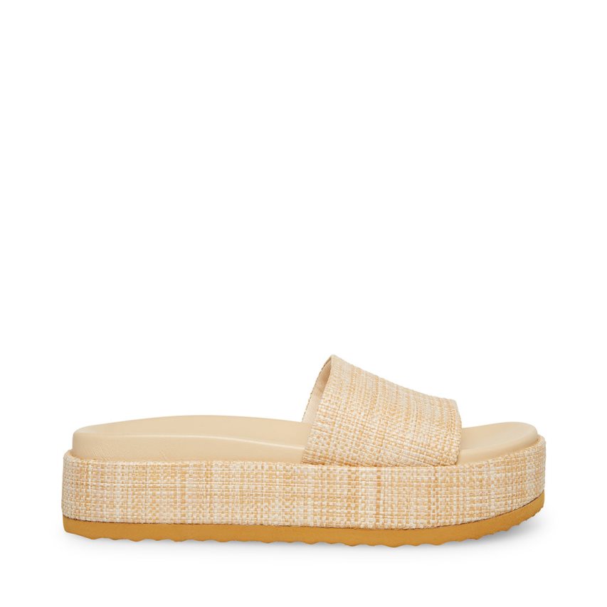 Beige Steve Madden Kasper Natural Women\'s Slides | PH 0721BLP